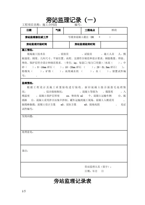监理旁站记录表