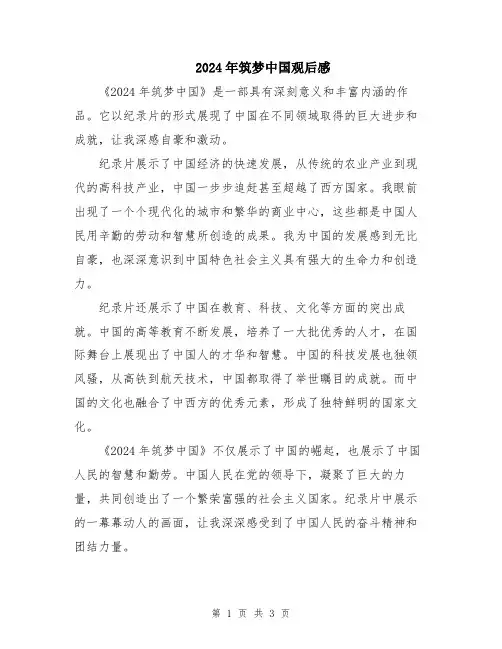 2024年筑梦中国观后感