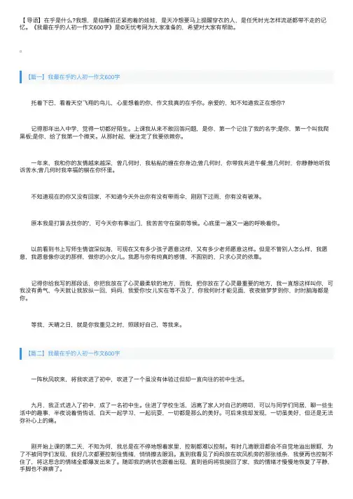 我最在乎的人初一作文600字