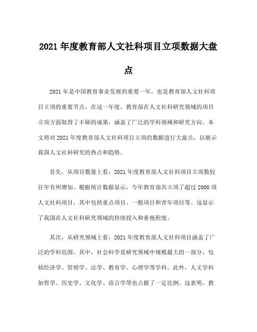 2021年度教育部人文社科项目立项数据大盘点