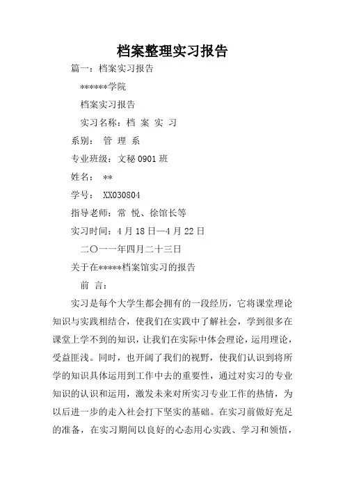 档案整理实习报告