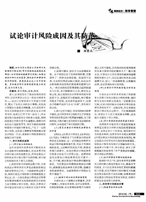 试论审计风险成因及其防范