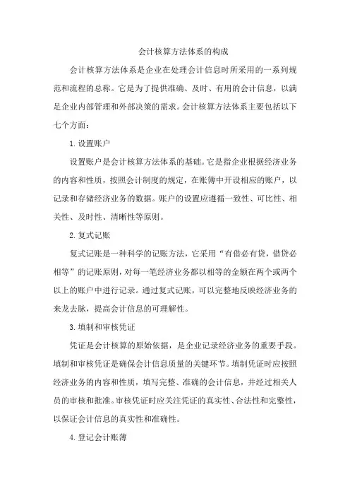 会计核算方法体系的构成。