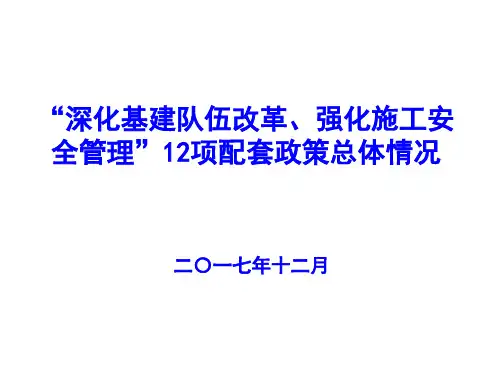 深化基建队伍改革、强化施工安全管理12项配套政策总体情况PPT(共 52张)