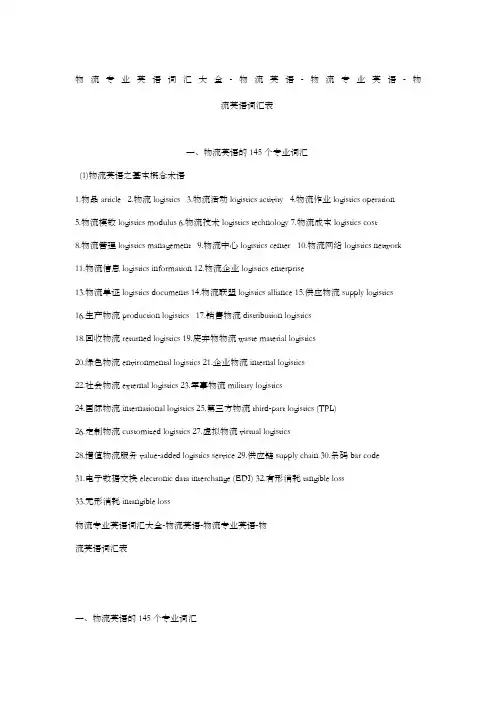 物流英语词汇