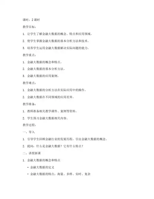 金融大数据教案模板范文