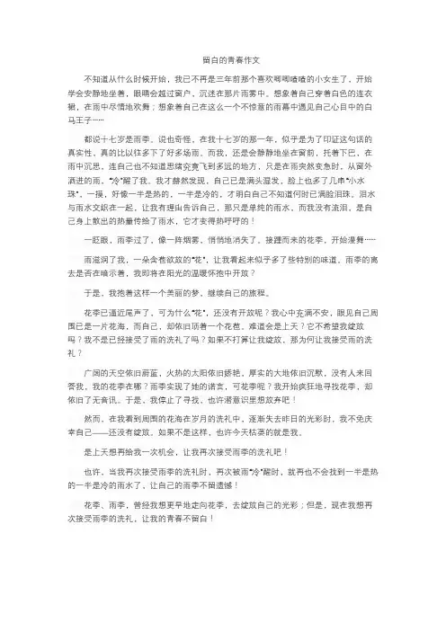留白的青春作文