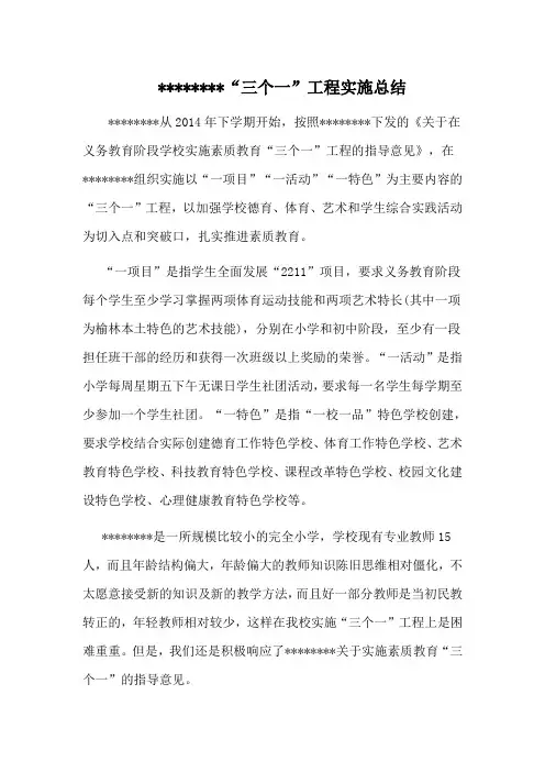 三个一工程总结