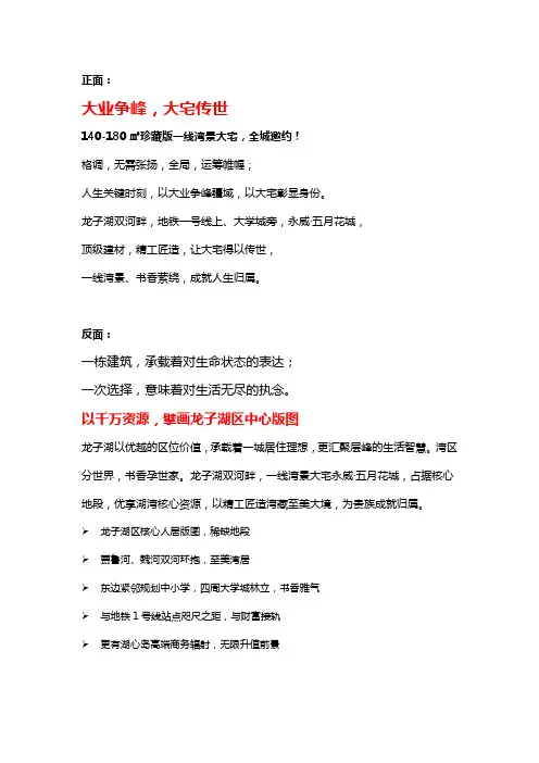 大户型单张文案