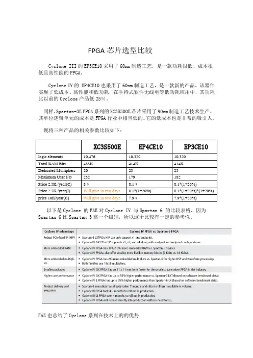 FPGA芯片比较20100511