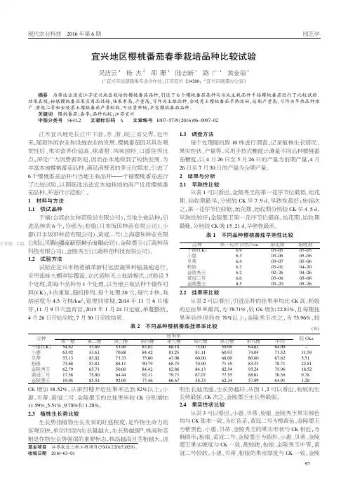 宜兴地区樱桃番茄春季栽培品种比较试验