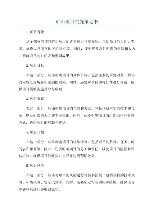 矿山项目实施策划书
