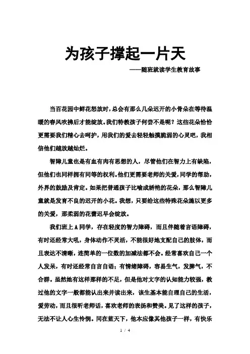 为孩子撑起一片天——随班就读学生教育故事