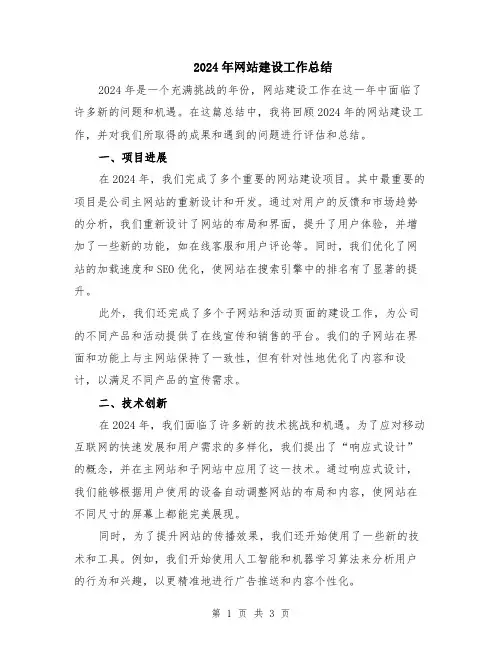 2024年网站建设工作总结
