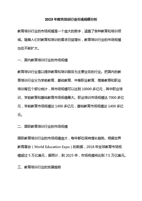2023年教育培训行业市场规模分析