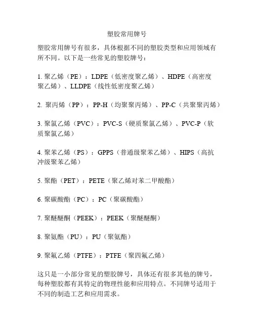 塑胶常用牌号