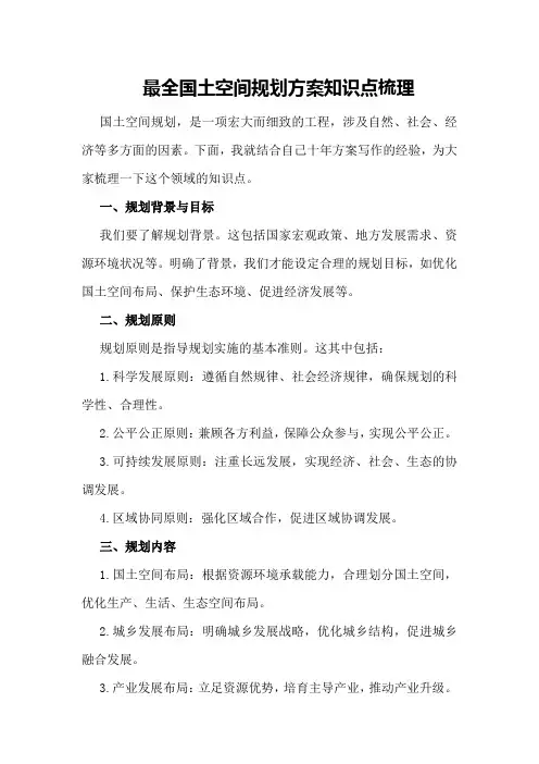 最全国土空间规划方案知识点梳理
