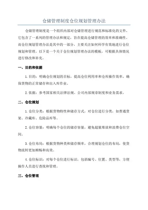 仓储管理制度仓位规划管理办法