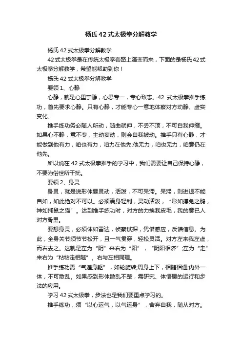 杨氏42式太极拳分解教学