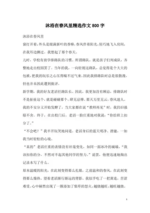 沐浴在春风里精选作文800字