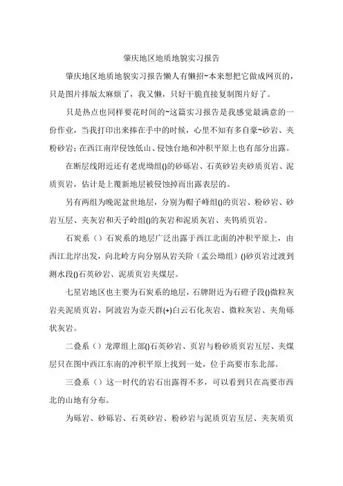 肇庆地区地质地貌实习报告-作文