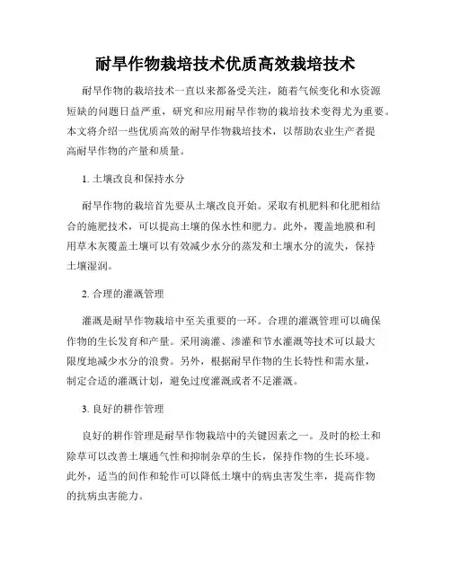 耐旱作物栽培技术优质高效栽培技术