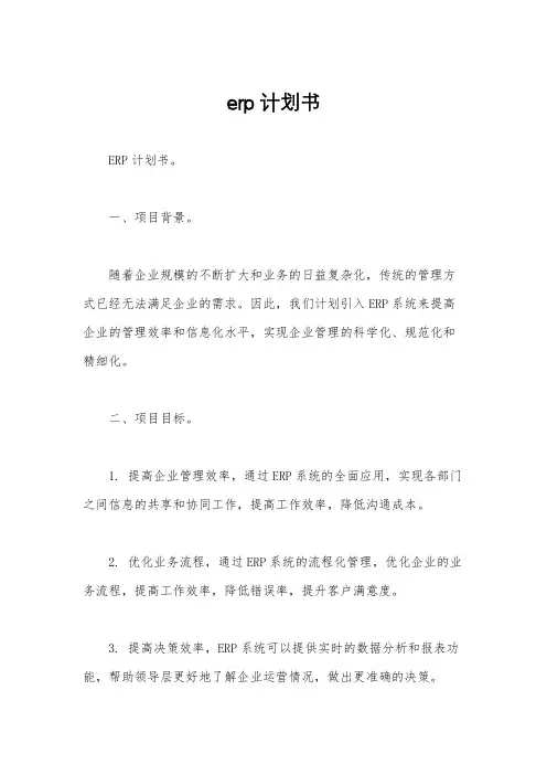 erp计划书