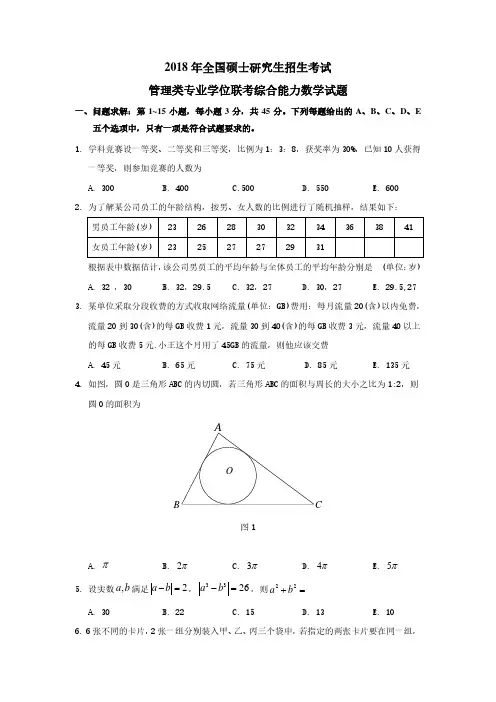 管理类联考数学真题
