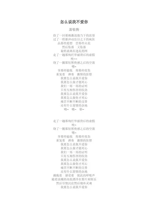 怎么说我不爱你  萧敬腾  歌词