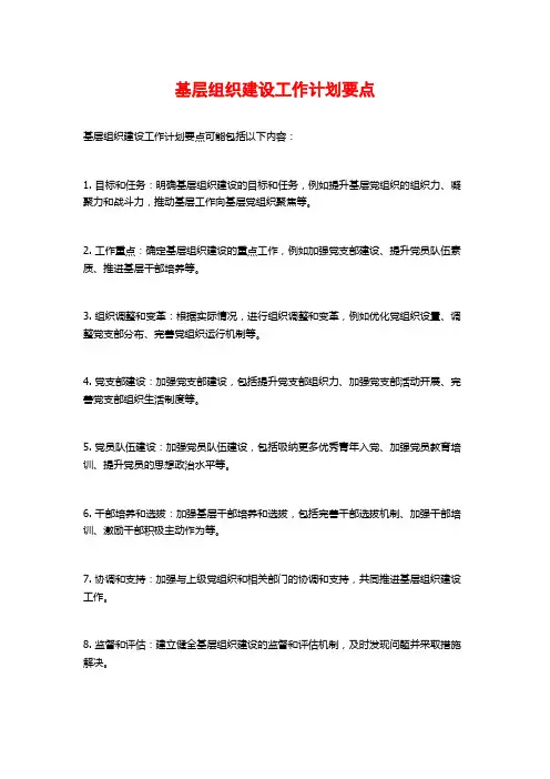 基层组织建设工作计划要点