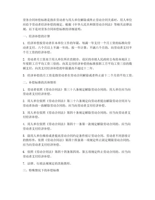 劳务合同补偿标准