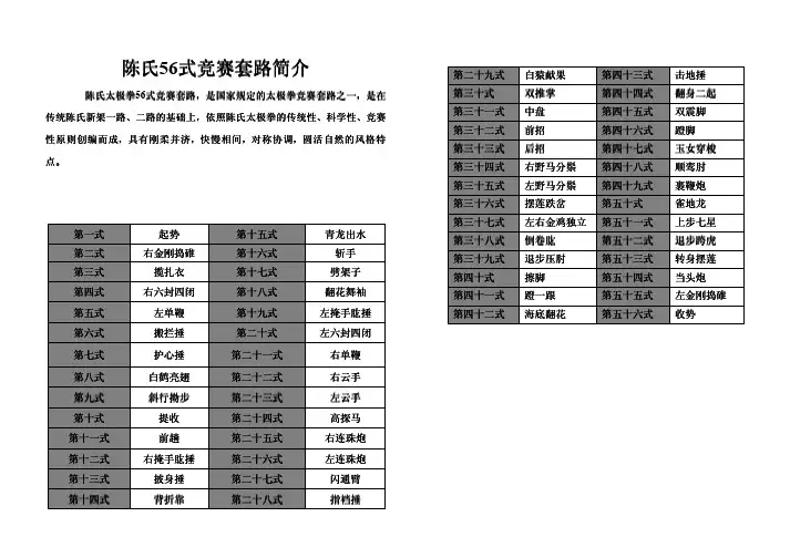 陈氏太极拳56式竞赛套路