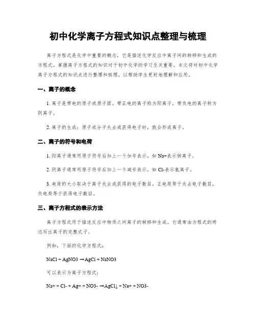 初中化学离子方程式知识点整理与梳理