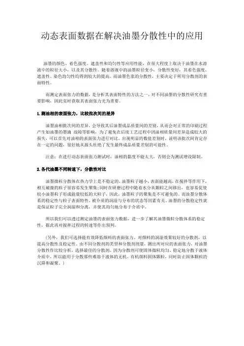 动态表面张力在解决油墨分散性中的应用