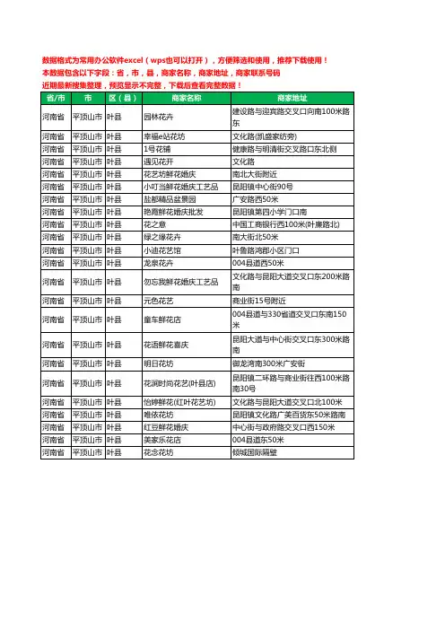 2020新版河南省平顶山市叶县花卉工商企业公司商家名录名单联系电话号码地址大全23家