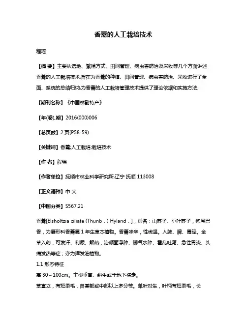 香薷的人工栽培技术