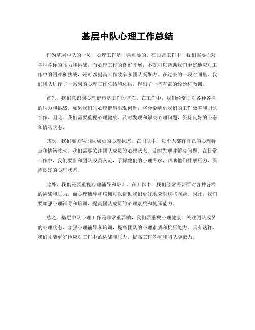基层中队心理工作总结