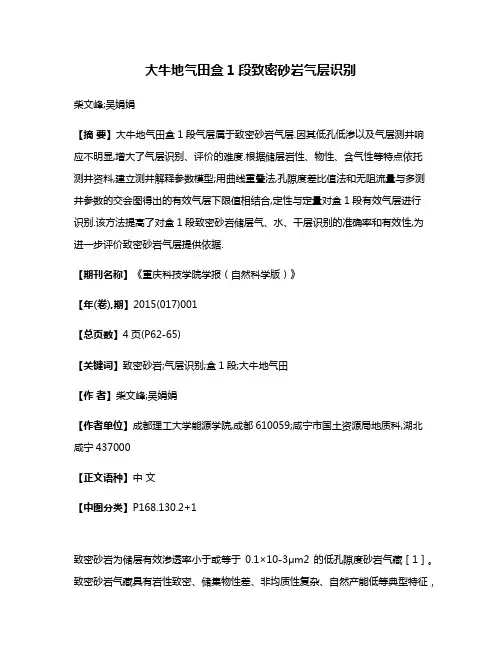 大牛地气田盒1段致密砂岩气层识别