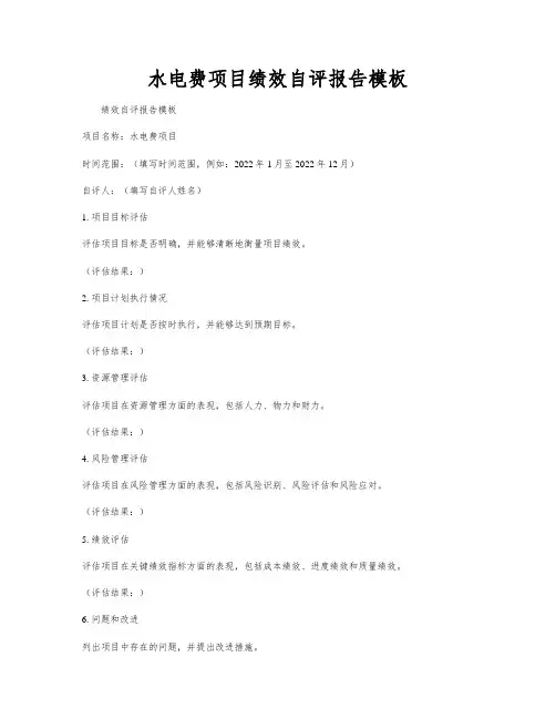 水电费项目绩效自评报告模板