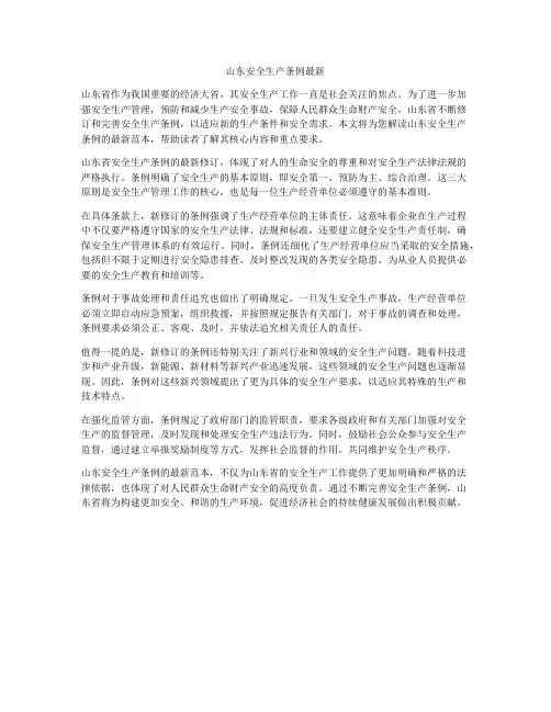山东安全生产条例最新