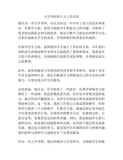 大学导师的个人工作总结