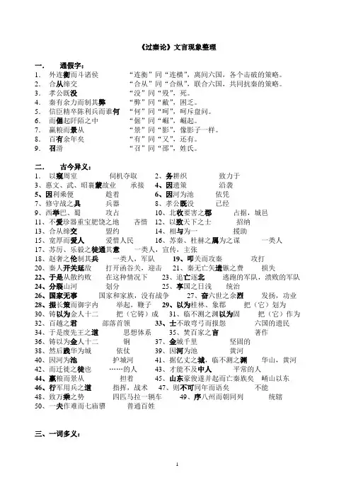 《过秦论》文言现象整理