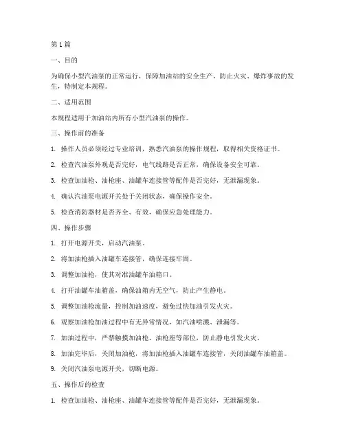 小型汽油泵操作规程标准(3篇)