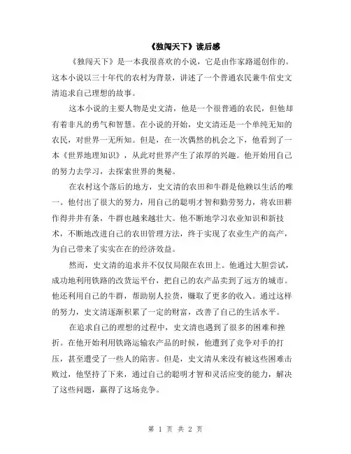 《独闯天下》读后感