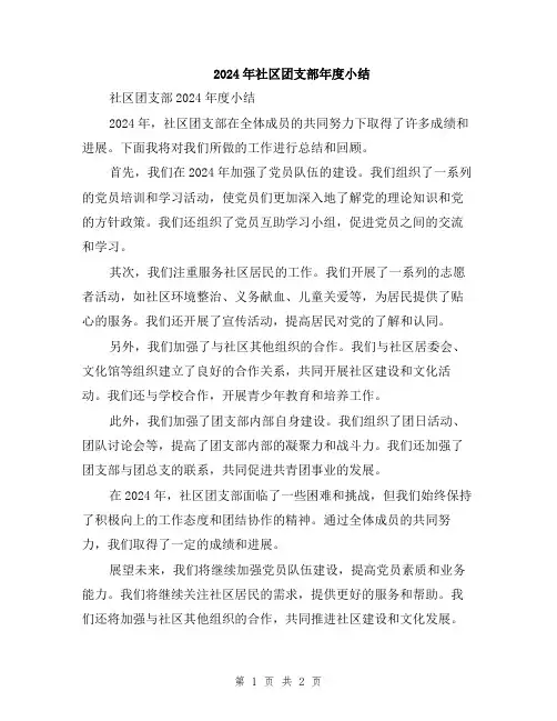 2024年社区团支部年度小结