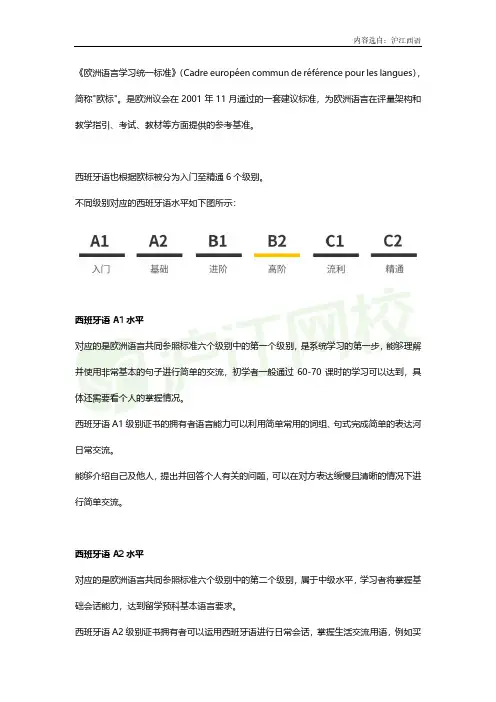 西班牙语级别如何划分？