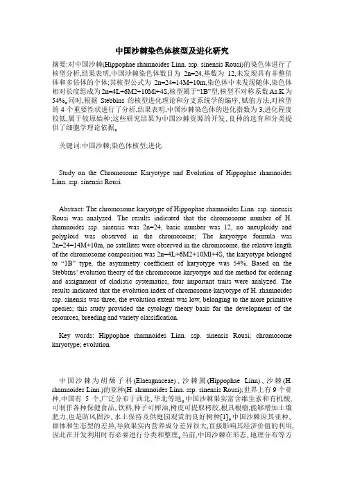 中国沙棘染色体核型及进化研究
