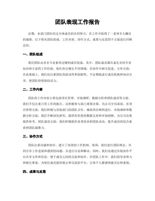 团队表现工作报告