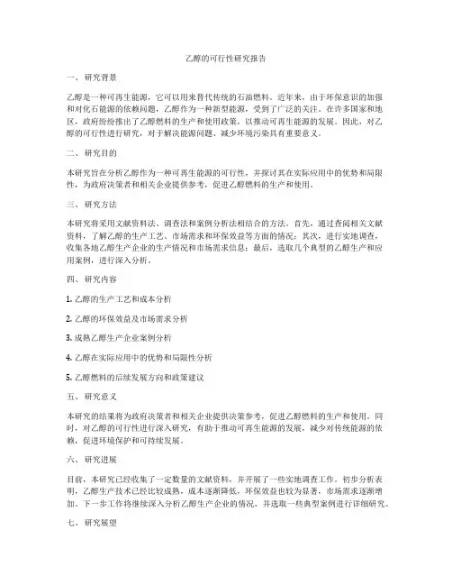 乙醇的可行性研究报告