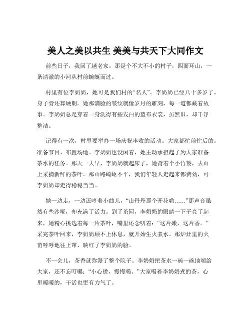 美人之美以共生 美美与共天下大同作文